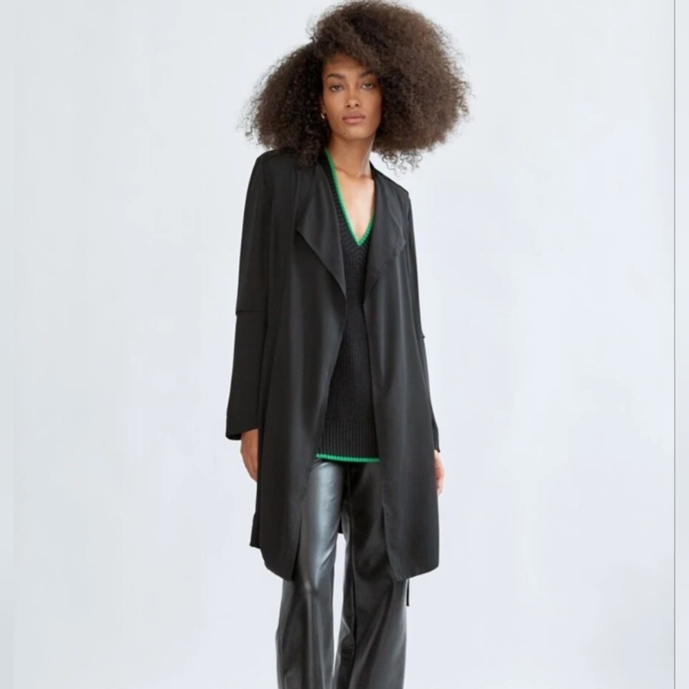 Babaton Lightweight Black Quincey Trench Jacket Padded Shoulders S